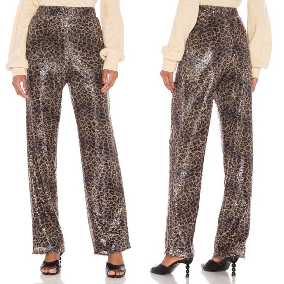 REVOLVE LPA SEQUINS LEOPARD ANIMAL PRINT PULL ON PANTS SIZE SMALL RETAIL $228 - Picture 6 of 14